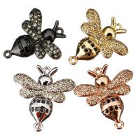 Conectores de Metal, Abeja, chapado, micro arcilla de zirconia cúbica & 1/1 aro, más colores para la opción, 18x19x3mm, agujero:aproximado 1mm, 10PCs/Grupo, Vendido por Grupo