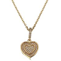 Collana in acciaio inossidabile, acciaio inox, with 2Inch extender chain, Cuore, placcato color oro, catena ovale & per la donna & con strass, 13x15mm, 2mm, Venduto per Appross. 18 pollice filo