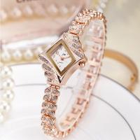 Montre bracelet de femmes, acier inoxydable, avec verre, Plaqué de couleur d'or rose, sans imperméable à l’eau & pour femme & avec strass, 18mm, Longueur Environ 7 pouce, Vendu par PC