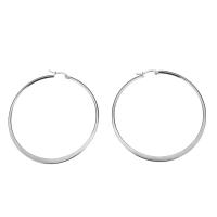 Mens Stainless Steel Hoop Earring, oprindelige farve, 64x65mm, Solgt af par