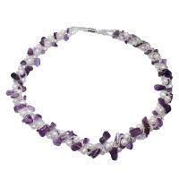 Natuurlijke zoetwater parelsnoer, met Glas rocailles & Amethist, messing magnetische sluiting, Aardappel, Februari Birthstone & voor vrouw, purper, 6-7mm,5-11mm, Per verkocht Ca 16.5 inch Strand