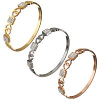 Bracelet en acier inoxydable, avec argile, Carré, Placage, pour femme, plus de couleurs à choisir, 8mm, 4mm, Diamètre intérieur:Environ 57x50mm, Vendu par PC