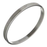 Roestvrij staal armbanden, met hart patroon & voor vrouw, oorspronkelijke kleur, 6mm, Binnendiameter:Ca 63x54mm, Verkocht door PC