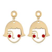 Zinc Alloy Oorbellen, Gezicht, gold plated, voor vrouw, lood en cadmium vrij, 30x40mm, Verkocht door pair