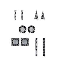 alliage de zinc Stud Set, Plaqué de couleur d'argent, pour femme & avec strass, protéger l'environnement, sans nickel, plomb et cadmium, 2x8mm, 5x8mm, 5x5mm, 7x7mm, 2x19mm, 5pairescouple/lot, Vendu par lot