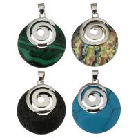 Brass Jewelry Pendants with Gemstone platinum color plated Approx Sold By PC