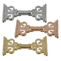 Messing Clasp, plated, micro pave zirconia, meer kleuren voor de keuze, 46mm, 19x21x4mm, Gat:Ca 4x1mm, Verkocht door PC