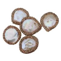 Perla Barroca Freshwater, Perlas cultivadas de agua dulce, con Arcilla analiar de diamantes de imitación AB, 20-22x22-25x5-7mm, agujero:aproximado 0.5mm, 10PCs/Grupo, Vendido por Grupo