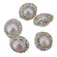 Freshwater Pearl Bead, med rhinestone lera bana, Nuggets, slumpmässigt skickade, 14-15x15-17x11mm, Hål:Ca 0.5mm, 10PC/Lot, Säljs av Lot