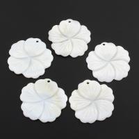 Natural White Shell Pendler, Flower, tilbehør, hvid, 37x2mm, Hole:Ca. 1.5mm, 10pc'er/Bag, Solgt af Bag