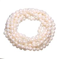 Collier en perles d'eau douce Pull, perle d'eau douce cultivée, pomme de terre, naturel, pour femme, blanc, 7x7mm, Vendu par Environ 61.4 pouce brin