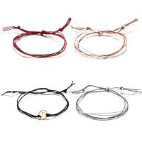 alliage de zinc Set de bracelet, avec Ciré Nylon, avec 2inch chaînes de rallonge, Placage de couleur d'or, réglable & pour femme, protéger l'environnement, sans nickel, plomb et cadmium, Longueur Environ 8.2 pouce, 4Strandstoron/lot, Vendu par lot