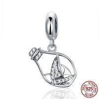 Bali Sterling Silver Pendants, Tailandia, Garrafa, micro pavimento em zircônia cúbica & sem troll, 15x21mm, Buraco:Aprox 4.5-5mm, vendido por PC