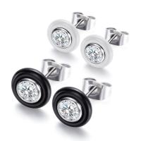 Roestvrij staal Stud Earrings, met Porselein, voor vrouw & met strass, meer kleuren voor de keuze, 9.37mm, Verkocht door pair