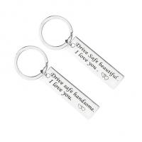 Stainless Steel Key Chain, Unisex & forskellige design til valg & sværte, 45x10mm, Solgt af Strand