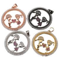 Cubic Zirconia Micro Pave bronze Pingente, cobre, banhado, micro pavimento em zircônia cúbica, Mais cores pare escolha, 28x30x3mm, 5PCs/Lot, vendido por Lot