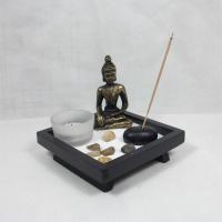 Dřevo Candle Holder, s písek & Sklo & Pryskyřice, buddhistické klenoty, 125x125x38mm, Prodáno By PC