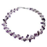 Natuurlijke zoetwater parelsnoer, met Glas rocailles & Amethist, messing magnetische sluiting, Aardappel, Februari Birthstone & voor vrouw, purper, 6x7mm-5x13mm, Per verkocht Ca 16.5 inch Strand