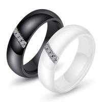 porcelaine bague, normes différentes pour le choix & pour femme & avec strass, plus de couleurs à choisir, 6mm, Vendu par PC