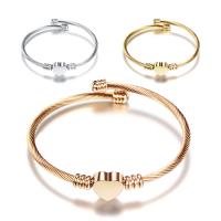 Bracelet en acier inoxydable, coeur, Placage, pour femme, plus de couleurs à choisir, 3mm, 11mm, Diamètre intérieur:Environ 63mm, Vendu par PC