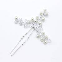 Vas Hair Stick, -val Kristály & Műanyag Pearl, galvanizált, A menyasszonyi, több színt a választás, nikkel, ólom és kadmium mentes, 80x110mm, Által értékesített PC