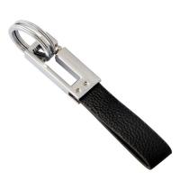 Zinc Alloy Key Clasp with iron ring & PU Leather platinum color plated lead & cadmium free Approx 25mm Sold By PC