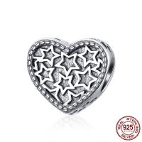 Thailand Sterling Sølv Perler, Heart, uden trold, 11x10mm, Hole:Ca. 4.5-5mm, Solgt af PC