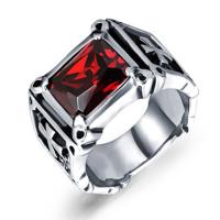 Acier titane bague, avec cristal, Plaqué de couleur d'argent, normes différentes pour le choix & pour homme & creux, plus de couleurs à choisir, Vendu par PC