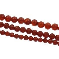 Prirodni Red ahat perle, Red Agate, Krug, različite veličine za izbor, Rupa:Približno 1mm, Prodano Per Približno 15.5 inčni Strand