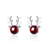 Prás Graí Earring, le Garnet, Antlers, dath platanam plátáilte, stíl Cóiréis & do bhean, nicil, luaidhe & caidmiam saor in aisce, 6x12mm, Díolta De réir Péire