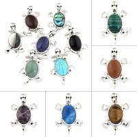 Sinc Alloy Pendants Ainmhithe, le Gemstone, Turtle, dath platanam plátáilte, ábhair éagsúla do rogha & le rhinestone, nicil, luaidhe & caidmiam saor in aisce, 22x56x11mm, Poll:Thart 6x9mm, 10ríomhairí pearsanta/Mála, Díolta De réir Mála