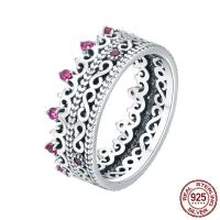 Cubic Zirconia micr3ofono pavimenta anillos de plata esterlina, Tailandia, Corona, diverso tamaño para la opción & micro arcilla de zirconia cúbica & para mujer, 7mm, tamaño:6-8, Vendido por UD