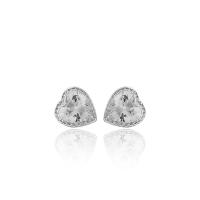 Ottone stallone orecchino, Cuore, placcato color argento, per la donna & con zirconi cubici, assenza di nichel,piombo&cadmio, 5.8x14mm, Venduto da coppia