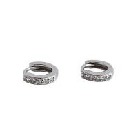 Messing Huggie Hoop Earring, silver plated, voor vrouw & met strass, nikkel, lood en cadmium vrij, 7.6x9mm, Verkocht door pair