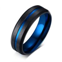 roestvrij staal Maar vinger ring, plated, verschillende grootte voor keus & voor de mens, 6mm, 2mm, Maat:7-12, Verkocht door PC