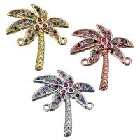 Messing Schmuck Verbinder, Palm Tree, plattiert, Micro pave Zirkonia & 1/1-Schleife, keine, frei von Nickel, Blei & Kadmium, 22x23x3mm, Bohrung:ca. 1.5mm, 10PCs/Menge, verkauft von Menge