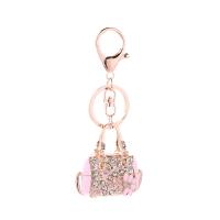 Zinc Alloy Key Chain, Håndtaske, rosa guld farve forgyldt, Unisex & med rhinestone, flere farver til valg, nikkel, bly & cadmium fri, 100mm, Solgt af PC