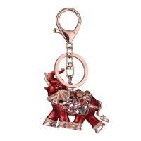 Zinc Alloy Key Chain Elephant plated Unisex & enamel & with rhinestone nickel lead & cadmium free 110mm Sold By PC