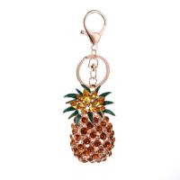 Cink Alloy Key Chain, Ananas, porasla zlatna boja pozlatom, bez spolne razlike & s Rhinestone, nikal, olovo i kadmij besplatno, 110mm, Prodano By PC