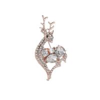 Zinc Alloy Brocher, Deer, forgyldt, Unisex & med rhinestone, flere farver til valg, nikkel, bly & cadmium fri, 27x53mm, Solgt af PC