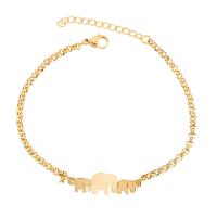 ottone braccialetto, with 5cm extender chain, Elefante, placcato color oro, catena Rolo & per la donna, assenza di nichel,piombo&cadmio, 29x9mm, Venduto per Appross. 7.09 pollice filo