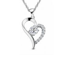 Messing hjerte Vedhæng, Heart, sølvfarvet forgyldt, Micro Pave cubic zirconia, flere farver til valg, nikkel, bly & cadmium fri, 15x26mm, Hole:Ca. 2x4mm, Solgt af PC