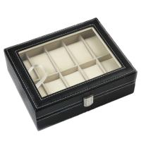 Féach Jewelry Box, Adhmad, le PU & Bheilbhéidín & Sinc Alloy, Dronuilleog, dath platanam plátáilte, dubh, 250x80x200mm, Díolta De réir PC