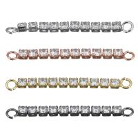 Brass Sieraden Connector, Messing, plated, micro pave zirconia & 1/1 lus, meer kleuren voor de keuze, nikkel, lood en cadmium vrij, 42x3x3mm, Gat:Ca 2.5mm, 10pC's/PC, Verkocht door PC