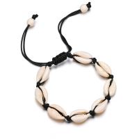 Trumpet Shell Woven Ball Armband, met Nylon Koord & Zinc Alloy, Schelp, plated, uniseks & verstelbaar, meer kleuren voor de keuze, Per verkocht Ca 7.5-12.6 inch Strand