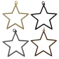 Kubik Zirkonium mikro bana Mässing hängande, Star, plated, micro bana cubic zirconia, fler färger för val, nickel, bly och kadmium gratis, 42x43x3mm, Hål:Ca 4mm, 10PC/PC, Säljs av PC