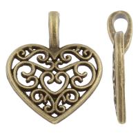 Zinklegering Hart Hangers, Zinc Alloy, Flat Hart, plated, hol, meer kleuren voor de keuze, nikkel, lood en cadmium vrij, 14.50x18x4mm, Gat:Ca 3x1.5mm, Ca 1420pC's/KG, Verkocht door KG