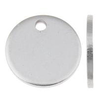 Rustfrit stål Tag Charm, Stainless Steel, Coin, oprindelige farve, 13x1mm, Hole:Ca. 1mm, 50pc'er/Bag, Solgt af Bag