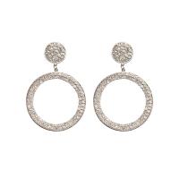 Zinc Alloy Oorbellen, roestvrij staal oorbel bericht, Donut, plated, voor vrouw & met strass, meer kleuren voor de keuze, nikkel, lood en cadmium vrij, 39x58mm, Verkocht door pair