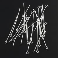 Iron headpin, Jern, sølvfarvet forgyldt, nikkel, bly & cadmium fri, 51x3mm, Hole:Ca. 3mm, 100pc'er/Bag, Solgt af Bag